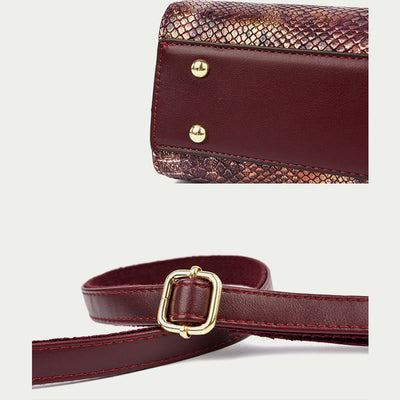 Top-Handle Bag For Women Snakeskin Grain Shape Elegant Crossbody Bag