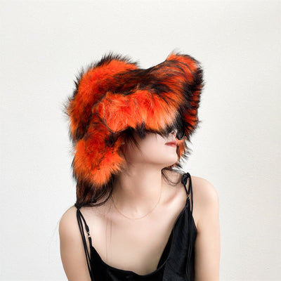 Faux Fur Soft Hat Bag Set For Women Winter Dating