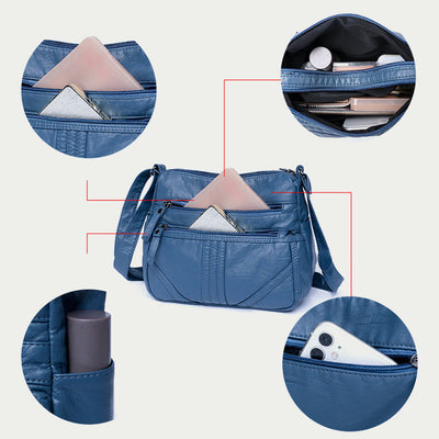 Vintage Large Capacity Shoulder Bag For Women Soft Leather Purse