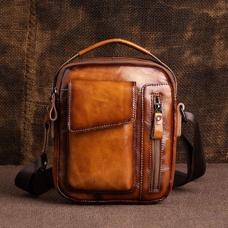 Men's Genuine Leather Large Capacity Crossbody Bag