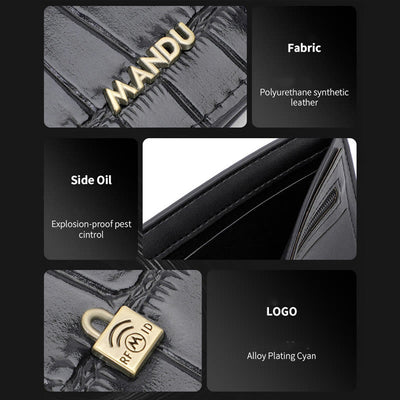 RFID Zipper Wallet For Men Stone Print Leather Purse