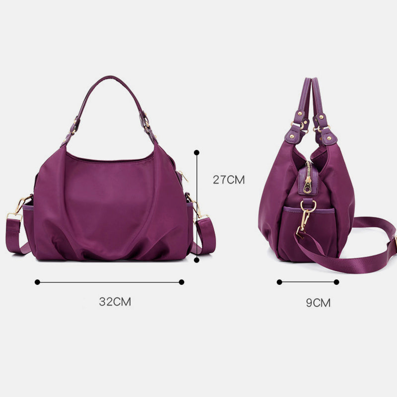 Triple Compartment Tote Handbag Large Capacity Hobo Handbag with Crossbody Strap