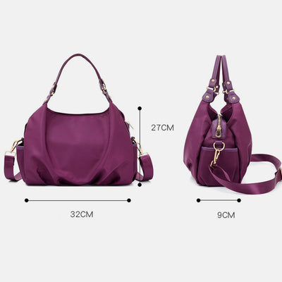 Triple Compartment Tote Handbag Large Capacity Hobo Handbag with Crossbody Strap