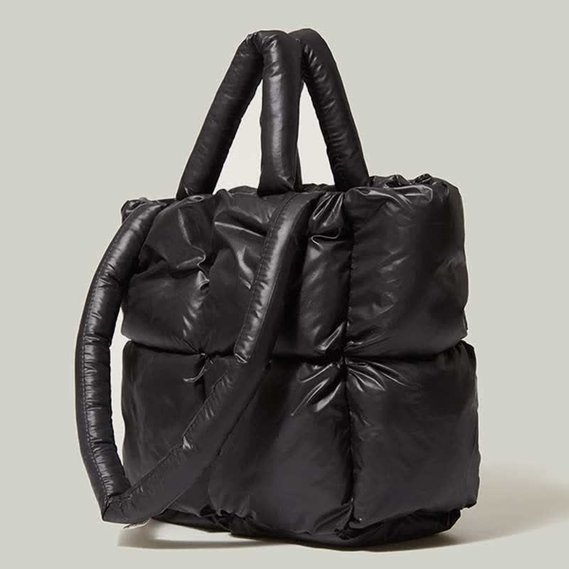 Women Large Capacity Quilted Puffer Tote Bag Soft Padded Down Handbag