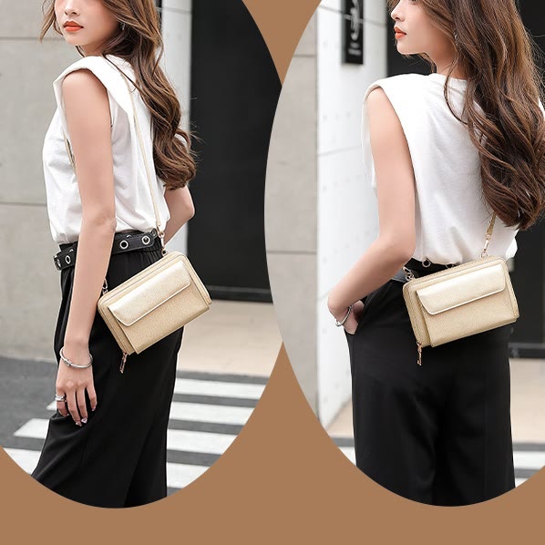 Vegan Leather RFID Blocking Phone Purse for Women Multi-Slot Crossbody Bag