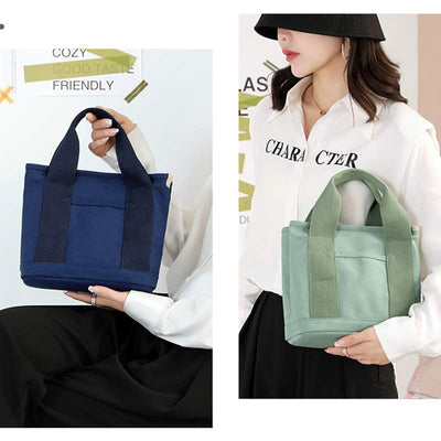 Multi-Pocket Handbag for Women Casual Canvas Tote Bag Daily Purse