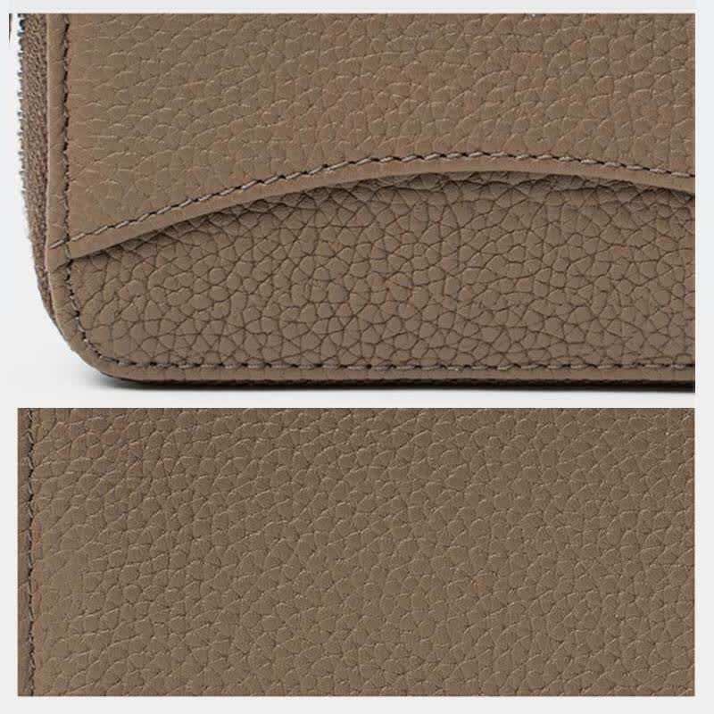RFID Blocking Small Compact Zip Around Wallet Genuine Leather Coin Purse