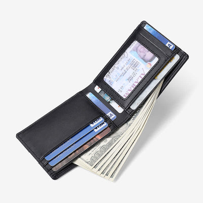 Anti-theft RFID Blocking Leather Front Pocket Wallet with Airtag Holder
