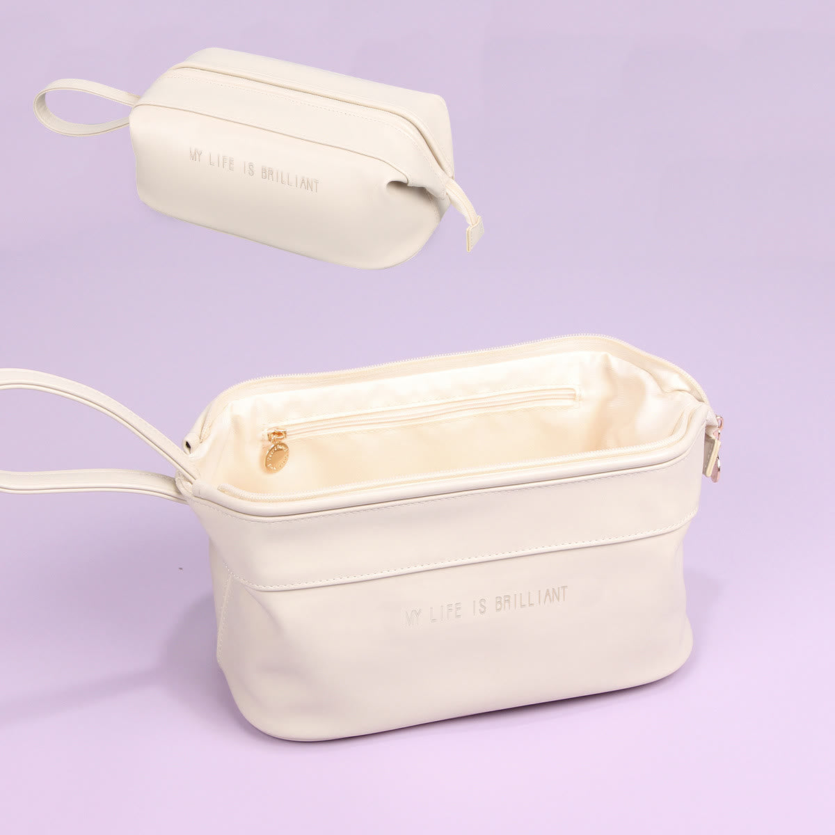 Makeup Bag For Women Travel Portable Leather Storage Toiletry Bag