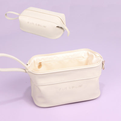 Makeup Bag For Women Travel Portable Leather Storage Toiletry Bag