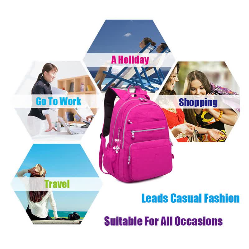 Waterproof Nylon Backpack Lightweight Sports Travel Daypack Multi-Color Optionals