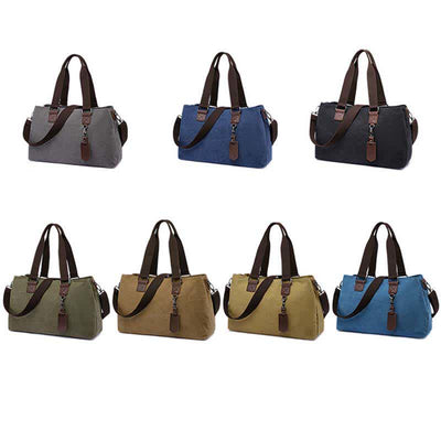 Triple Compartment Canvas Totes Handbag Multifunction Casual Crossbody Shoulder Purse