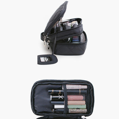 Waterproof Double Compartment Makeup Bag Nylon Portable Storage Bag