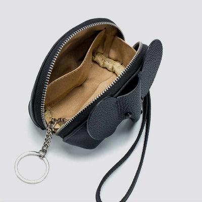 Women Small Coin Purse Elephant Leather Wallet Change Pouch Wristlet
