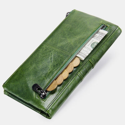 Wallets for Women Genuine Leather Cellphone Case Long Slim Credit Card Holder