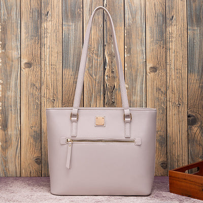 Retro Shoulder Bag For Women Plaid Color Large Leather Tote