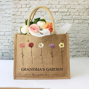Custom Name Grandma's Garden Tote Bag Large Shopping Travel Beach Handbag