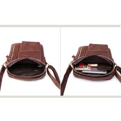 Men's Genuine Leather Large Capacity Crossbody Bag