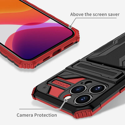Armor Stand Card Holder Fall Prevention Comfortable Case For iPhone