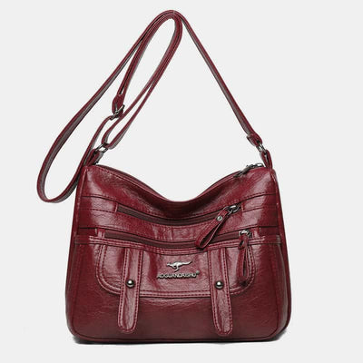Crossbody Bag for Women Multi-Pocket Soft Leather Zipper Pocket Shoulder Purse