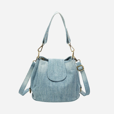 Denim Underarm Bucket Bag For Women Large Top Handle Bag