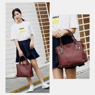 Faux Leather Tote Bag for Women Handbag Shoulder Purse Crossbody Bag
