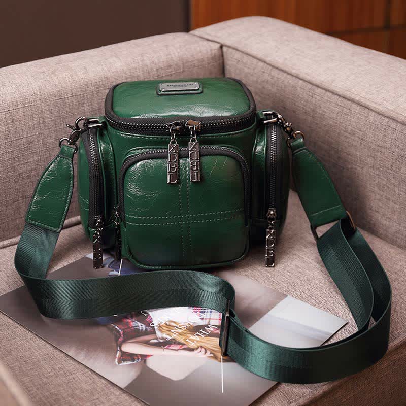 Retro Small Camera Bag for Women Oil Wax Leather Crossbody Purse