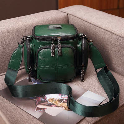 Retro Small Camera Bag for Women Oil Wax Leather Crossbody Purse