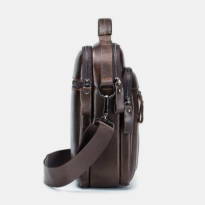 Multi-pocket Real Leather Small Messenger Bag Shoulder Purse Travel Carry Bag