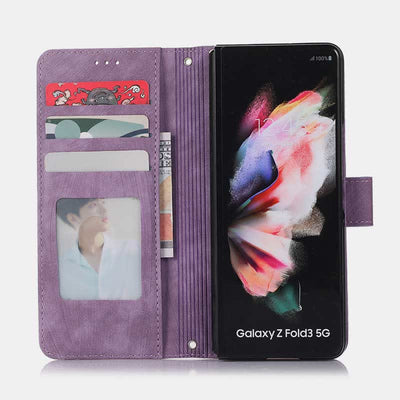 Wallet Case for Galaxy Z Fold 5/4/3 with S Pen Holder Crossbody Strap