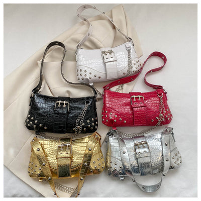 Crossbody Bag For Women Crocodile Pattern Retro Punk Party Bag