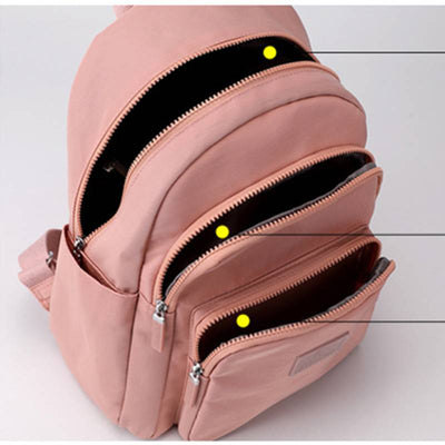 Multi-Pocket Nylon Backpack Daypack Medium Outdoor Travel Backpack for Women Girls