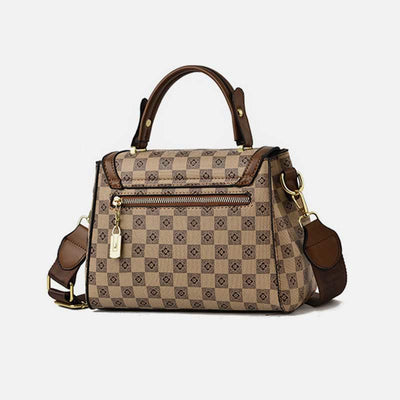 British Elegant Handbag Women Checkerboard Pattern Crossbody Leather Purse