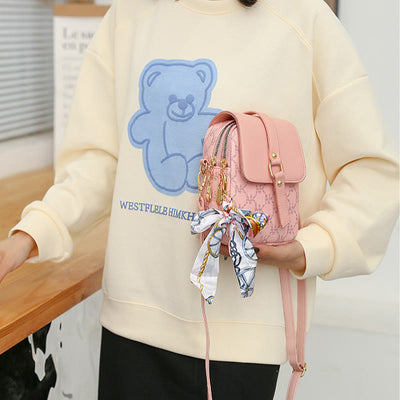 Phone Bag For Women Alphabetic Printing Ribbon Decoration Crossbody Bag
