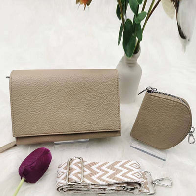 Minimalist Phone Bag Set Wide Strap Leather Purse For Women