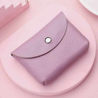Genuine Leather Coin Purse Mini Wallet Card Holder with Zipper Pocket