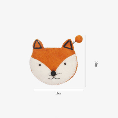 Wool Felt Coin Purse Cute Cartoon Furry Animal Shape Wallet