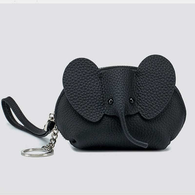 Women Small Coin Purse Elephant Leather Wallet Change Pouch Wristlet
