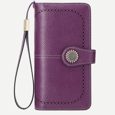 Women RFID Blocking Leather Wallet Multi-slot Credit Card Holder Clutch