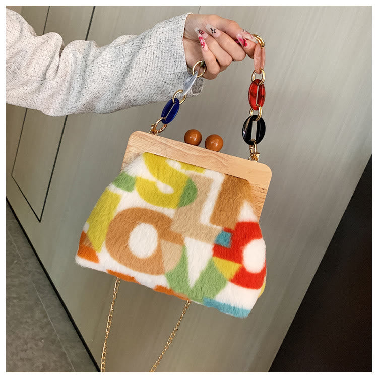Soft Plush Bag For Women Detachable Chain Crossbody Fur Bag