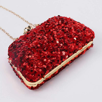 Women Glitter Clutch Beaded Sequin Party Evening Bag with Crossbody Strap