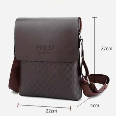 Small Messenger Bag for Men Plaid PU Leather Crossbody Shoulder Bag