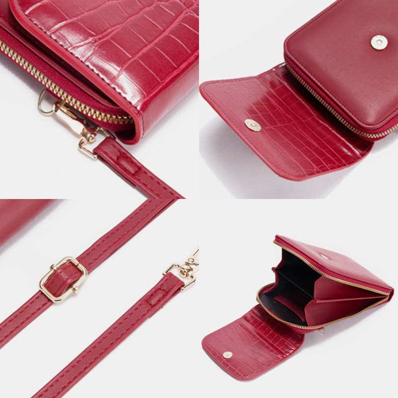 Womens Slim Lightweight Leather Crossbody Phone Bag Credit Card Holder