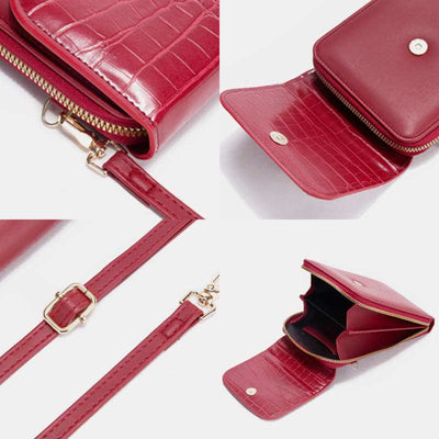 Womens Slim Lightweight Leather Crossbody Phone Bag Credit Card Holder