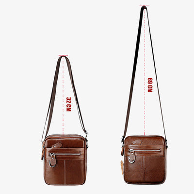 Crossbody Man Purse Minimalist Genuine Leather Single Shoulder Bag
