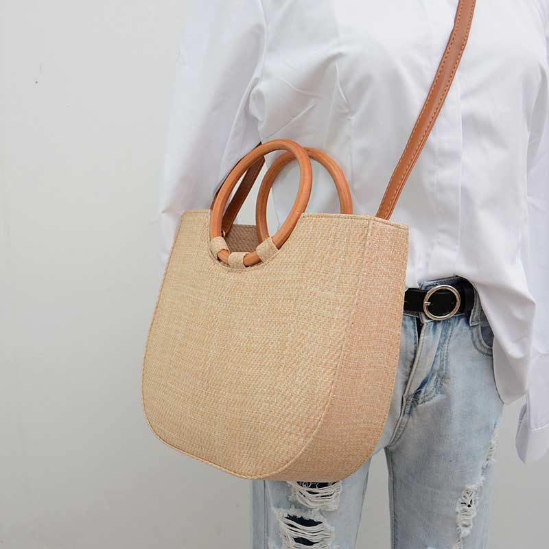 Crossbody Bag for Women Bohemian Travel Beach Straw Shoulder Bag