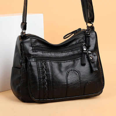 Minimalist Tote Soft Leather Wide Shoulder Strap Crossbody Purse