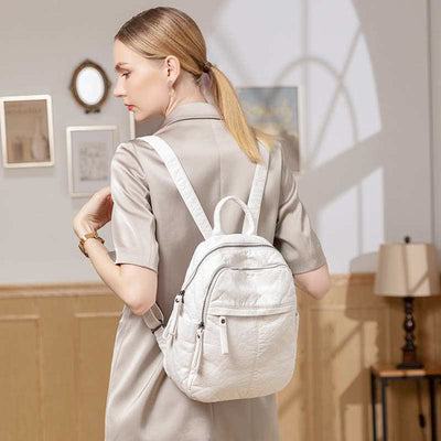 Soft Leather Backpack for Women Fashion Designer Travel Ladies Daypack