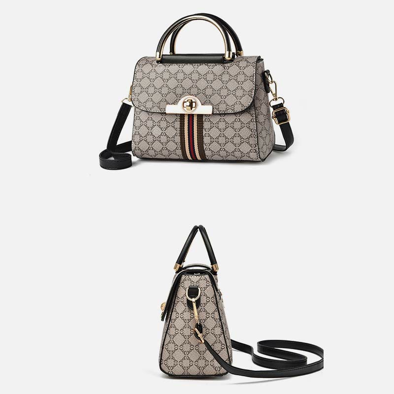 Women Clamshell Buckle Handbag Detachable Strap Retro Crossbody Bag