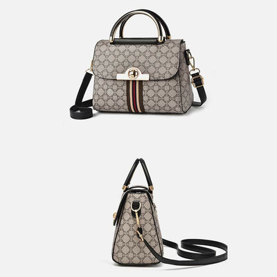 Women Clamshell Buckle Handbag Detachable Strap Retro Crossbody Bag